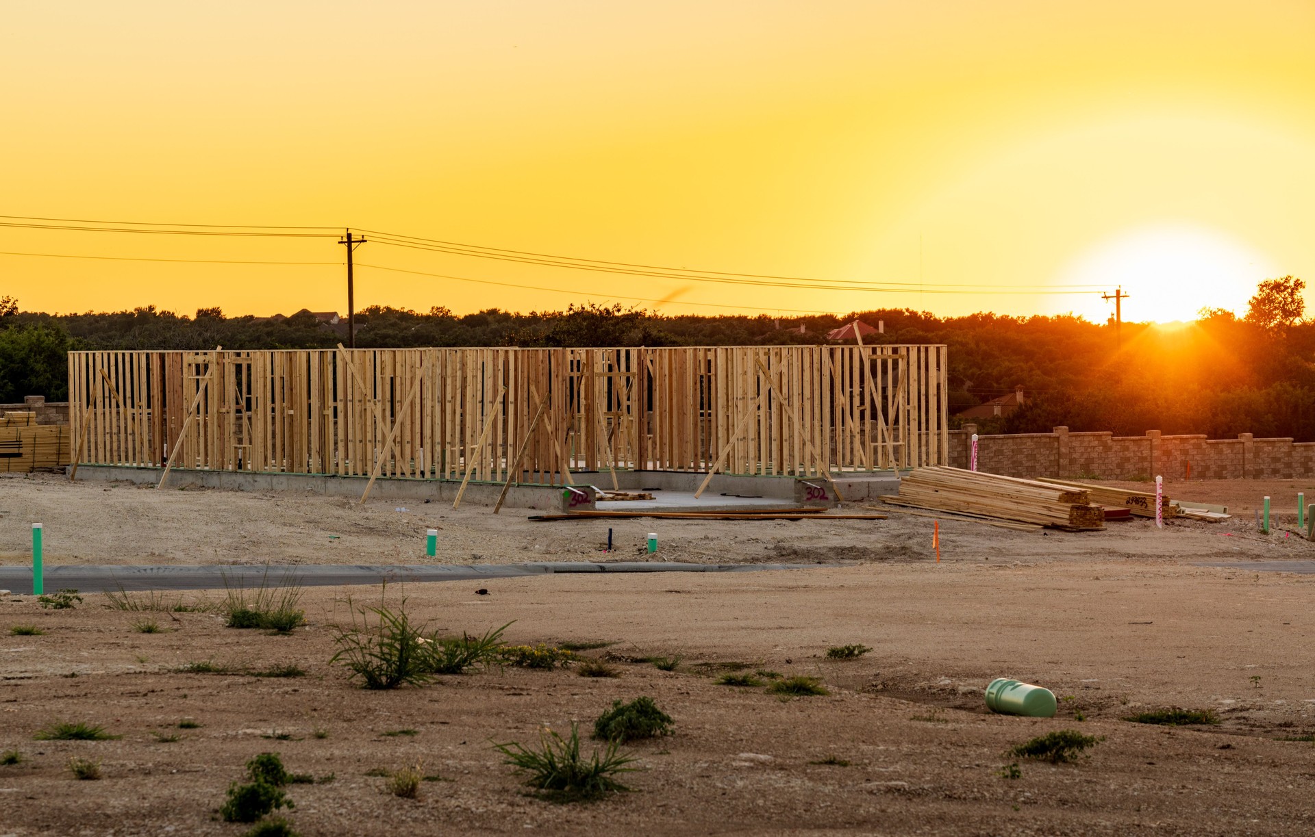 Construction of the dimensional lumber framing for single family home in Texas